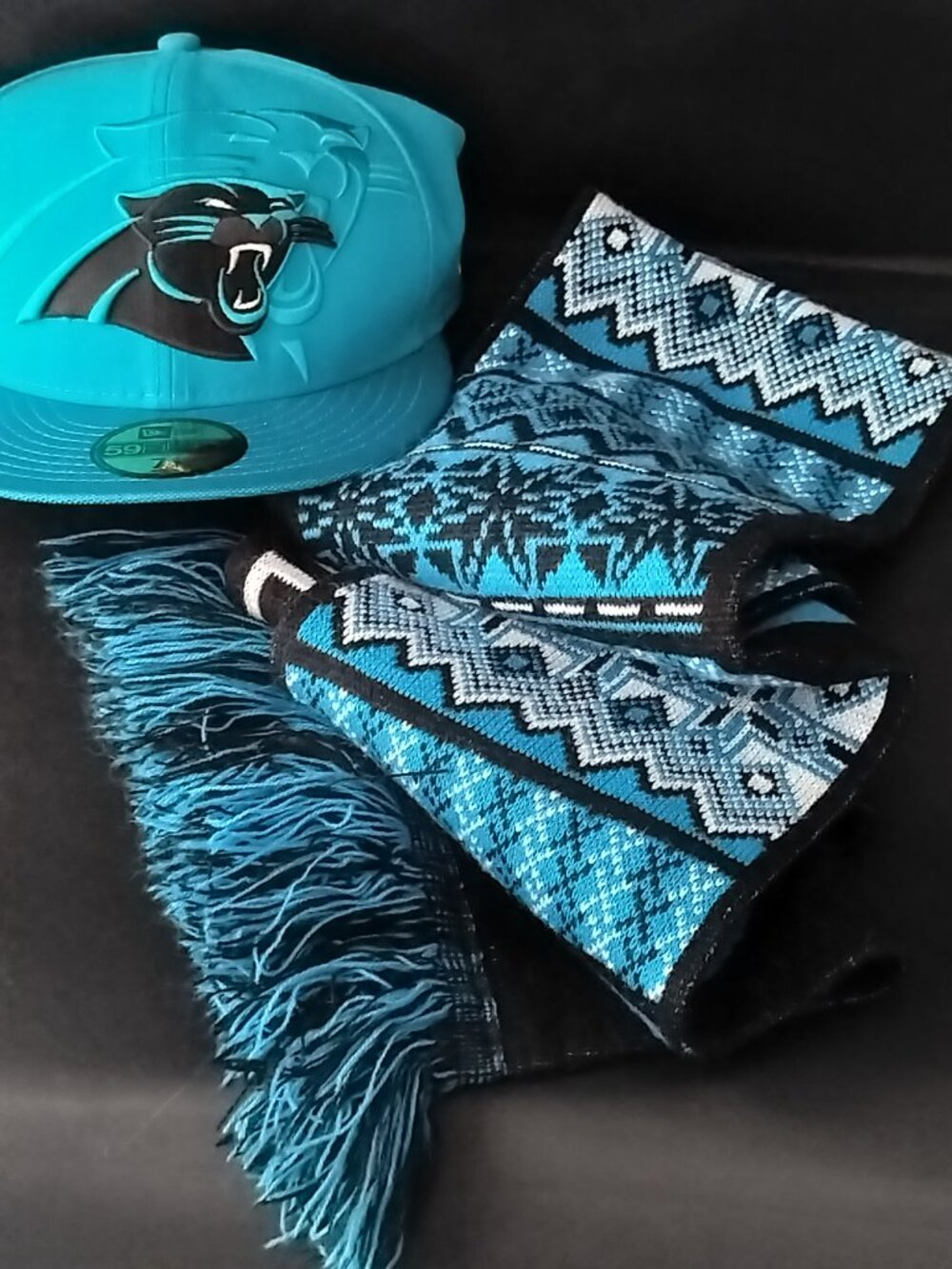 NFL Carolina Panthers Fitted 7 3/4 Hat & Scarf NWT